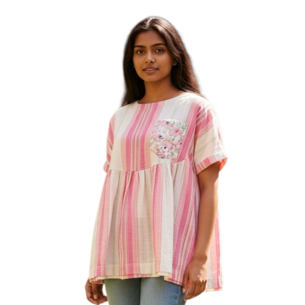 🦜 2/$10  Urban Daizy Stripe Contrast Pocket Oversized Tunic. Small.